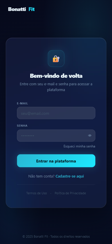 Tela de login no celular