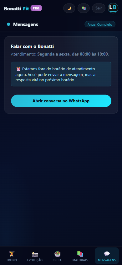 Tela de mensagens, no celular